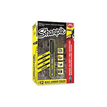 Imagem de Marcadores permanentes Sharpie PRO, ponta fina, preto/cinza, tinta preta, pacote com 12 marcadores