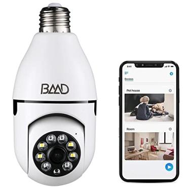 Imagem de BAAD V380 lâmpada câmera detecção alarme 360° panorâmico visão noturna rastreamento móvel por voz interfone câmeras segurança