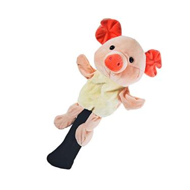 Imagem de shamjina Capa de cabeça para taco de golfe de pelúcia animal madeira capa de cabeça de substituição manga protetora engraçado para acessórios de, porco