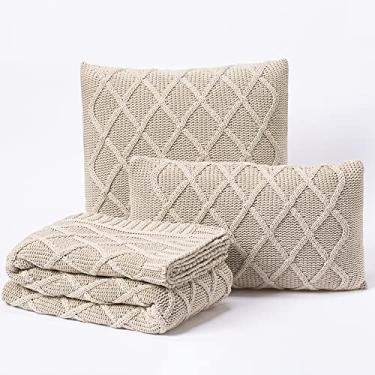 Imagem de Kit Peseira Manta Sofa Cama Queen 230x60cm + 2 Capas de Almofada Tricot Paris