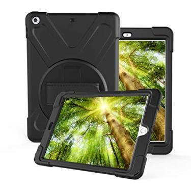 Imagem de Acessórios para tablets Para Amazon Fire 7 360 graus rotação PC + caixa de proteção de silicone com suporte e tira manual