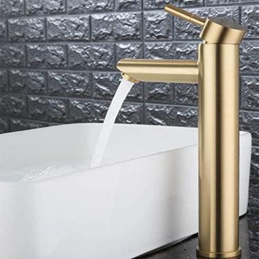 Imagem de Bacia de banheiro de ouro escovado, alça fria, torneira de cabeça de chuveiro, banho para torneira de água, pia de cozinha, sus304, ferragens de toalete, quente e frio(L), China