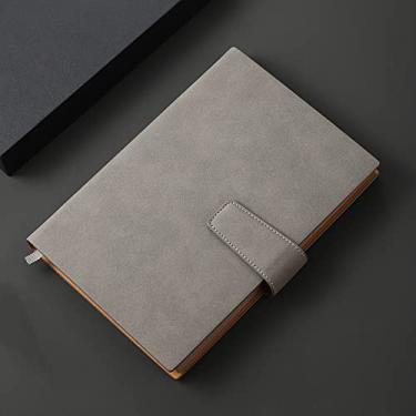 Imagem de Caderno de negócios engrossado A5 couro macio conferência trabalho requintado caderno de escritório retrô, cinza, 1 peça