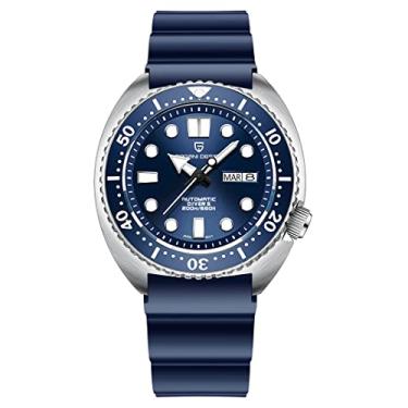 Imagem de Relógio de pulso automático Pagani Design masculino mergulhador automático safira vidro aço inoxidável mergulhador relógio 20bar impermeável masculino relógio de pulso automático, Borracha azul