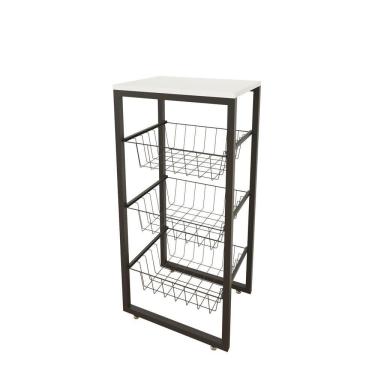 Imagem de Fruteira De Chão Para Cozinha Preto Fosco Em Aço Branco