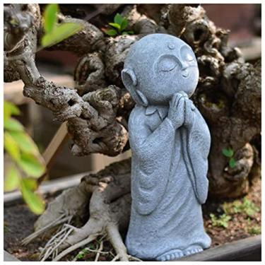 Imagem de Jizo Happy Buddha Garden Estátua Decorativa ao ar livre Escultura Zen de estatueta de monge Ornamentos de jardim para decoração de casa interior e exterior,Standing