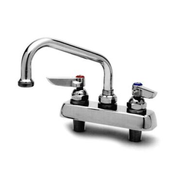 Imagem de T&S Brass B-1113-XS Torneira de tábua de trabalho, suporte de convés, centros de 10 cm, bocal de rotação de 30 cm, alavancas, haste de 5 cm