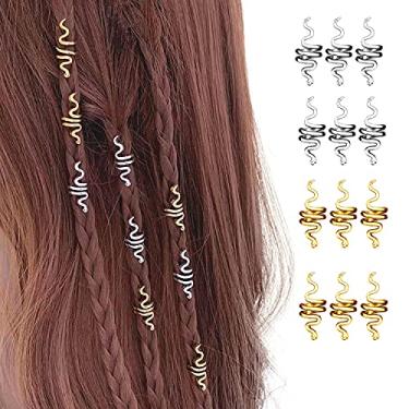 Imagem de 18 peças de contas de cabelo em espiral de cobra, tranças de cobra, punhos de metal Dreadlock, joias de cabelo, acessórios para decoração