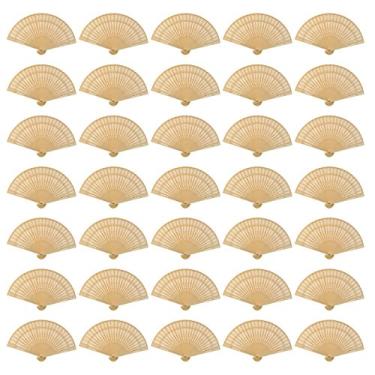 Imagem de Wobe Pacote com 60 ventiladores de sândalo, lembrancinhas de casamento, ventiladores dobráveis de madeira a céu aberto pessoais, ventiladores dobráveis para festa de casamento, decoração de casa