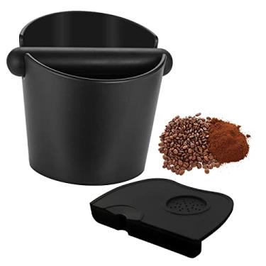Imagem de LMIP Caixa de batida para café de 12,4 cm, porta-café expresso com alavanca removível e base antiderrapante, base de silicone segura para alimentos antiderrapante para bancada de trabalho de bar barista
