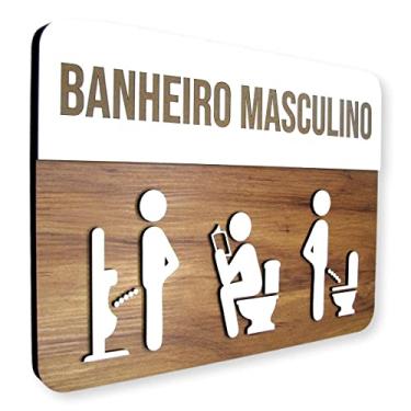 Imagem de Placa De Sinalização | Banheiro Masculino - MDF 30x21cm