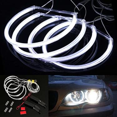 Imagem de AB1 4 Pçs Angel Eyes Halo Bright LED Angel Eyes Farol Durável Carro Motocicleta DRL Lâmpada Angel Eye Halo Anel Angel Eye Lâmpada CCFL Anel Halo Luz para Carro Auto AB1 (Branco)
