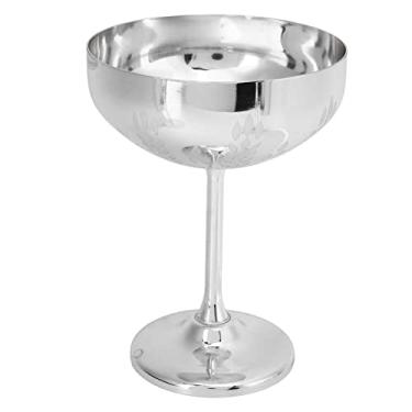 Imagem de cálice de aço inoxidável 304,Taça de champanhe de metal, copo de vinho tinto gravado para festa de bar, copo decorativo para bebida de suco, taça de champanhe, acessórios para (Silver1)