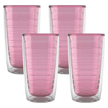 Imagem de Tervis Copo de mesa transparente e colorido feito nos EUA, copo de viagem isolado de parede dupla mantém as bebidas frias e quentes, 473 ml - pacote com 4, areia rosa