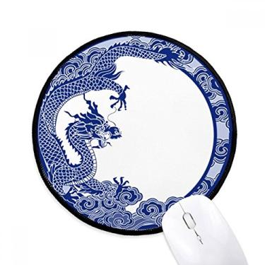 Imagem de Tapete de mouse com dragão azul da cultura chinesa para computador