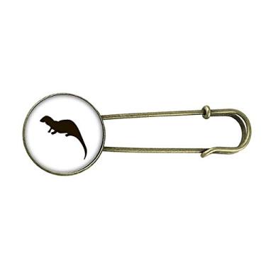 Imagem de Broche de metal retrô preto Seaotter animal retrato retrô broche clipe jóias