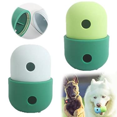 Imagem de Myweyde Food Dispensing Dog Toy With Button, 2 Pack Dog Puzzle Toys Spin Interactive Cat Slow Feeder, Bola de mascar para cães pequenos, médios e grandes (C)