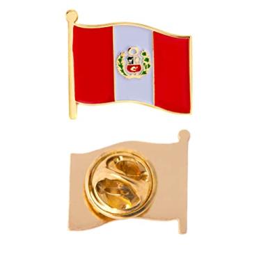 Imagem de Broche de lapela da bandeira do país do Peru esmaltado feito de metal chapéu de lembrança masculino feminino patriótico peruano (broche de lapela de bandeira de onização)