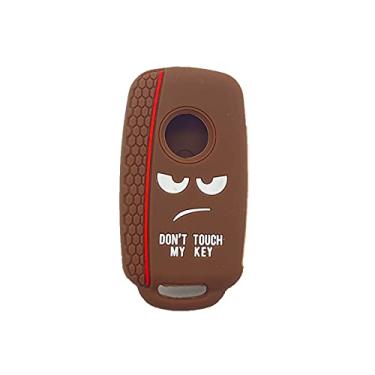 Imagem de YJADHU Capa de silicone para chave de carro com 3 botões, adequada para VW Golf Polo Passat Scirocco Tiguan, adequada para assento Skoda Octavia, marrom