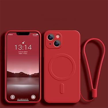 Imagem de Capa de pulseira de silicone para iPhone 14 13 12 11 Mini Pro XS Max XR X 8 7 Plus para-choque Capa de carga magnética sem fio, vermelha, para iPhone 8 Plus