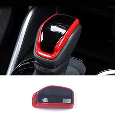 Imagem de Xodouhi Acessórios interiores guarnição da tampa do botão de mudança de engrenagem para Toyota RAV4 2019 2020 2021/Highlander 2020 2021 2022 (piano vermelho preto)