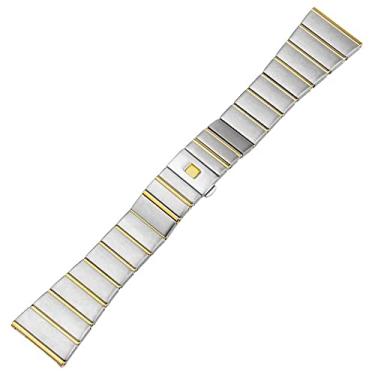 Imagem de JWTPRO Pulseira de aço inoxidável para pulseira de relógio Omega 15mm 17mm 18mm 23mm 25mm pulseira de aço de metal sólido (cor: prata ouro, tamanho: 23mm)
