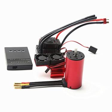 Imagem de LAURAG Motor sem escova S3670 2150KV Brushless Motor Motor Impermeável Sensorless e 120A Brushless ESC T Plug Dissipador de Calor Substituição do Cartão de Programação para HSP HPI Traxxas 1/8 RC Car
