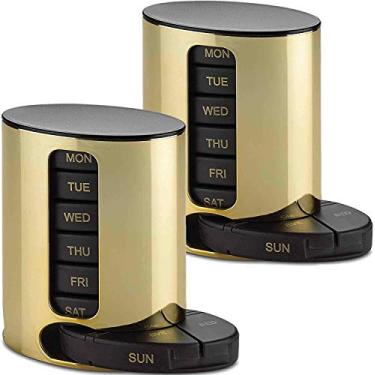 Imagem de Organizador de comprimidos semanal - 2Pack - 4 vezes por dia, lembrete de medicamentos empilháveis diariamente - Caixa de comprimidos semanal AM/PM com 7 caixas individuais de empilhamento,