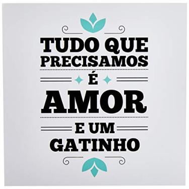 Imagem de Arte Maníacos Quadro Decorativo tipo Placa Amor e Gatinho - 46x32,5cm