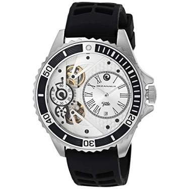 Imagem de Oceanaut Pulseira de borracha masculina Tide de aço inoxidável e quartzo, preta, relógio casual 22 (modelo: OC0990)