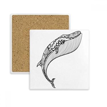 Imagem de Porta-copos quadrado grande e forte com baleia azul