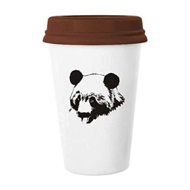 Imagem de Contorno de feroz, gato panda bela caneca de café bebendo vidro cerâmica copo tampa