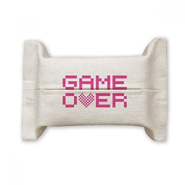 Imagem de Pink Game Over Pixel Suporte de capa de papel para lenços faciais Saco de linho de algodão