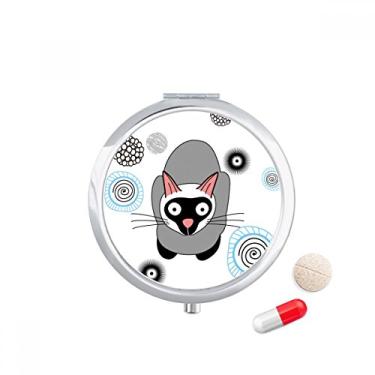 Imagem de Estojo de comprimidos de gato cinza siamese gatinho caixa de armazenamento de medicamentos dispensador de remédios