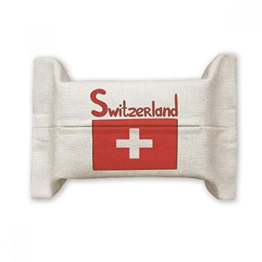 Imagem de Bolsa de linho de algodão com estampa vermelha da bandeira nacional da Suíça