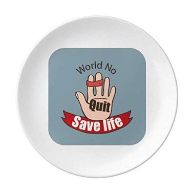 Imagem de Logo Tie The Index and Middle Fingers Save Life Plate Decorative Porcelain Salver Tableware Dinner Dish