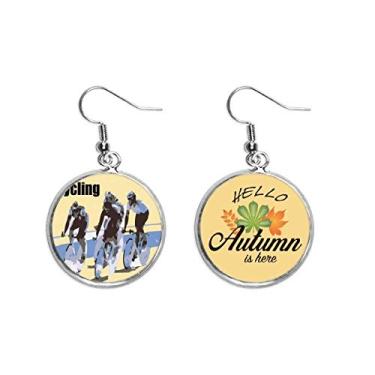 Imagem de Brinco de folha de outono com pingente de orelha para corrida de bicicleta Art Deco, presente moderno