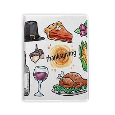 Imagem de Caderno com estampa de aquarela Feliz Dia de Ação de Graças, capa macia Diário