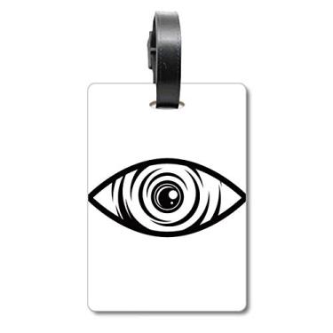 Imagem de Decoração preta com estampa de vetor de olhos para mala, etiqueta de bagagem para cartão de bagagem