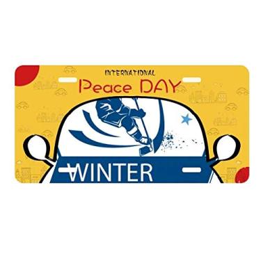 Imagem de DIYthinker Placa de carro com ilustração de neve para esportes de inverno para decoração de carro, dia da paz