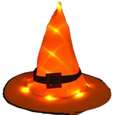 Imagem de YINGBO 3 peças de chapéu de bruxa de Halloween com luz de LED, acessório para fantasia de Halloween Natal, laranja