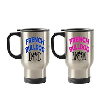 Imagem de Caneca isolada de aço inoxidável para viagem com buldogue francês para pai e mãe (casal)