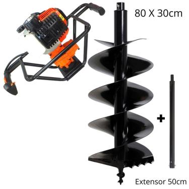 Imagem de Perfurador de Solo Vulcan Trent VPS520 2T 52cc 2,5hp á Gasolina Para Uso na Atividade Rural Com Broca 80x30cm Vídia e Duplo Espiral + Extensor 50cm