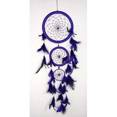 Imagem de Filtro Dos Sonhos Apanhador 60 Cm Com Pena Decoração Roxo