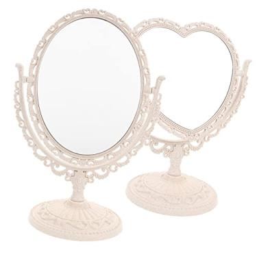 Imagem de Beatifufu 2 Unidades espelho de maquiagem espelho de barbear espelho giratório 360° rosa decoração de mesa espelhos espelho de mesa espelho cosmético amar decorar tabela Girar espelho