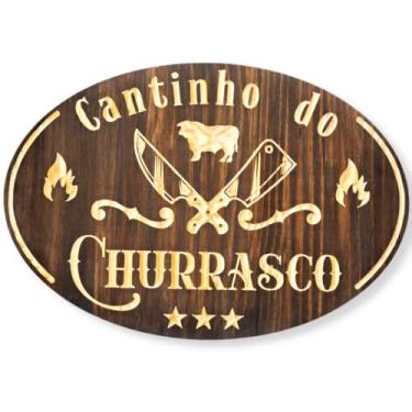 Imagem de Placas Decorativas Churrasco em Madeira Entalhada