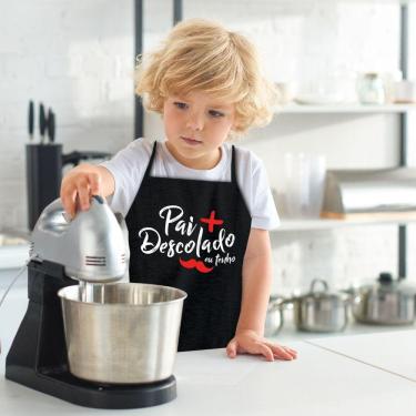 Imagem de Avental De Cozinha Infantil Pai Descolado Preto Branco