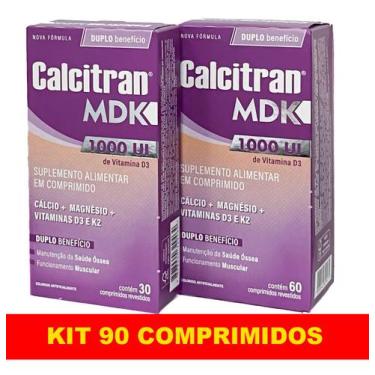 Imagem de Kit Calcitran Mdk 90 Comprimidos Calcio Vitamina D3 E K2