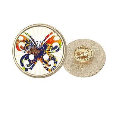 Imagem de Flores em Art Deco Fashion Round Metal Dourado Broche Clip, Medium, não aplicar