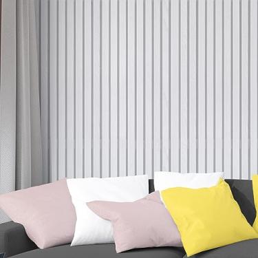 Imagem de Papel De Parede Adesivo Ripado de Madeira Branca Lambe Lambe Sala Quarto Autocolante Vinilico 3m